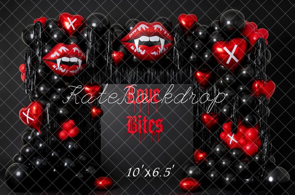 Kate Vampire Lips Heart Balloons Black Red Backdrop Designed by Patty Robert - Image 4