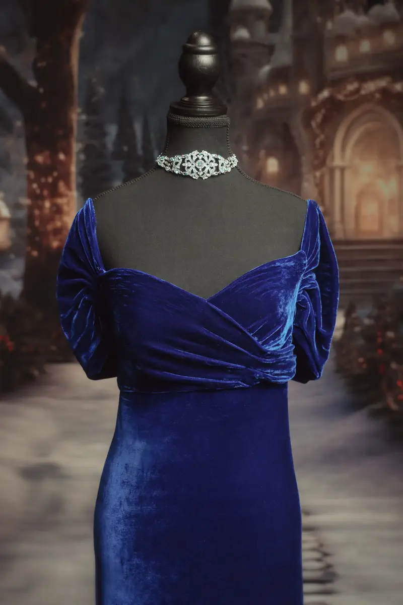 Kate Velvet V-neck Tailed Maternity Photoshoot Dress - Image 20