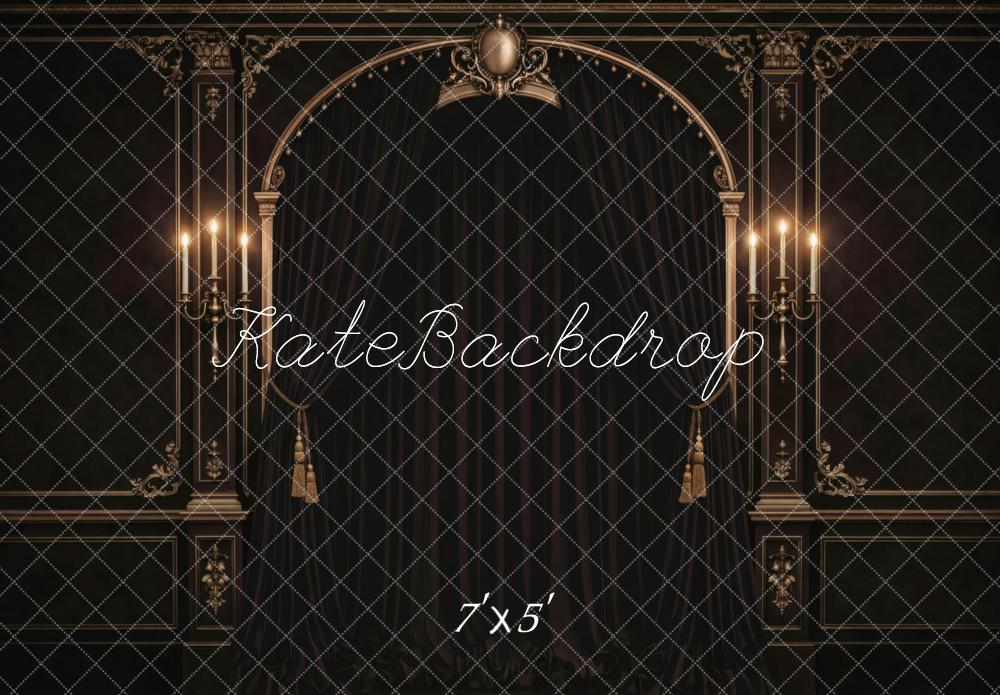 Kate Vintage Arch Dark Curtains Candlelight Backdrop Designed by Vertigo Productions