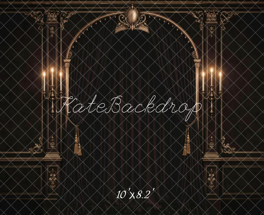 Kate Vintage Arch Dark Curtains Candlelight Backdrop Designed by Vertigo Productions - Image 6