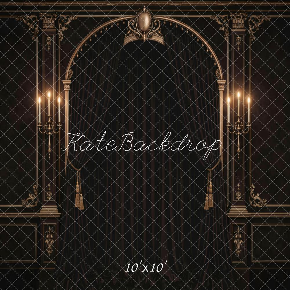 Kate Vintage Arch Dark Curtains Candlelight Backdrop Designed by Vertigo Productions - Image 7