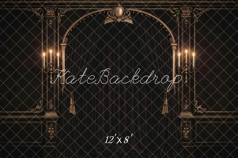 Kate Vintage Arch Dark Curtains Candlelight Backdrop Designed by Vertigo Productions - Image 8