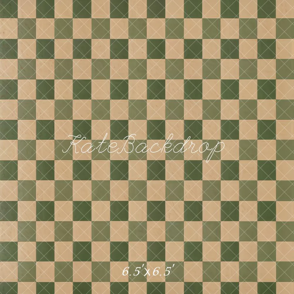Kate Vintage Beige Green Plaid Floor Backdrop Designed by Kate Image - Image 2