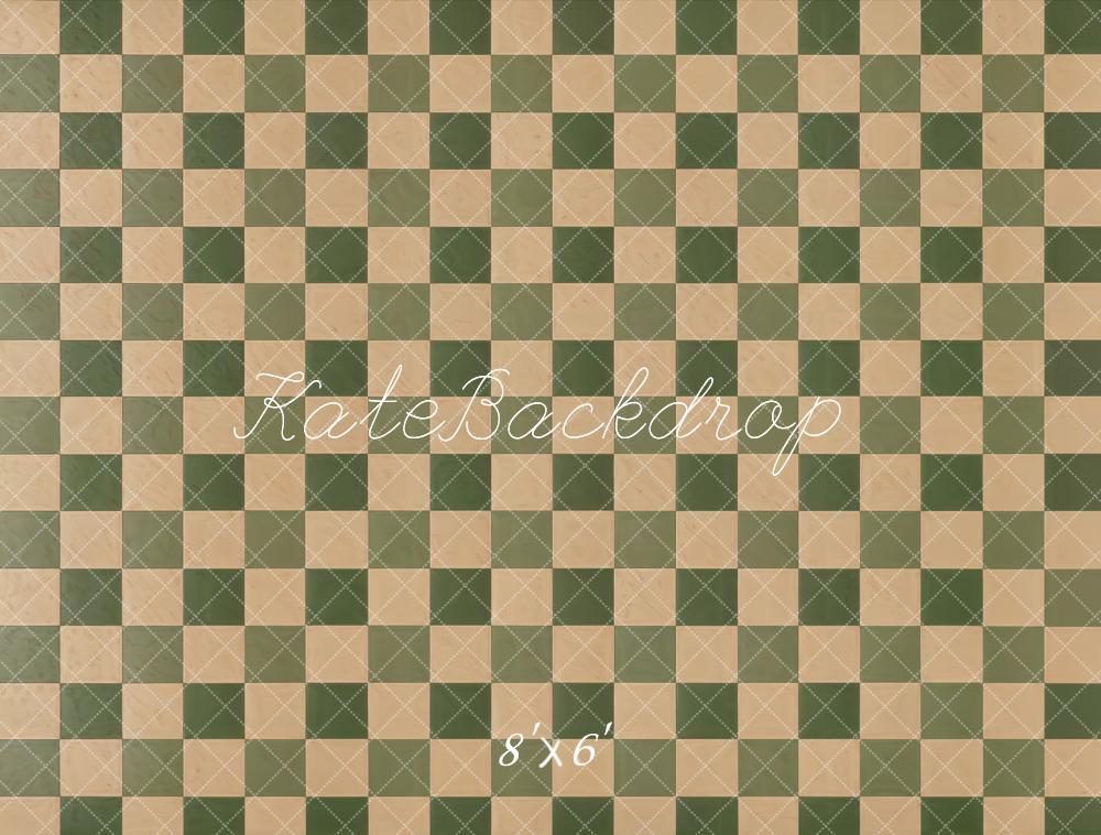 Kate Vintage Beige Green Plaid Floor Backdrop Designed by Kate Image - Image 3