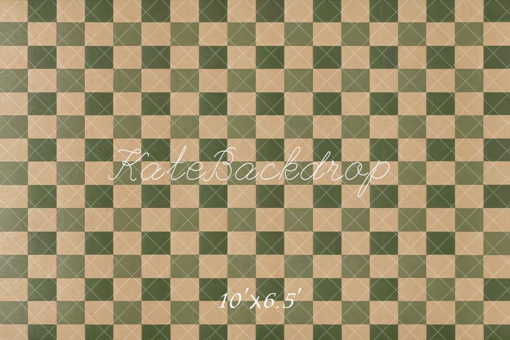 Kate Vintage Beige Green Plaid Floor Backdrop Designed by Kate Image - Image 4