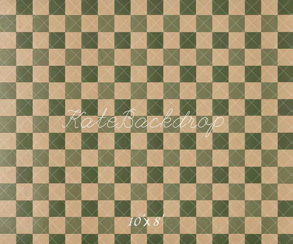 Kate Vintage Beige Green Plaid Floor Backdrop Designed by Kate Image - Image 5
