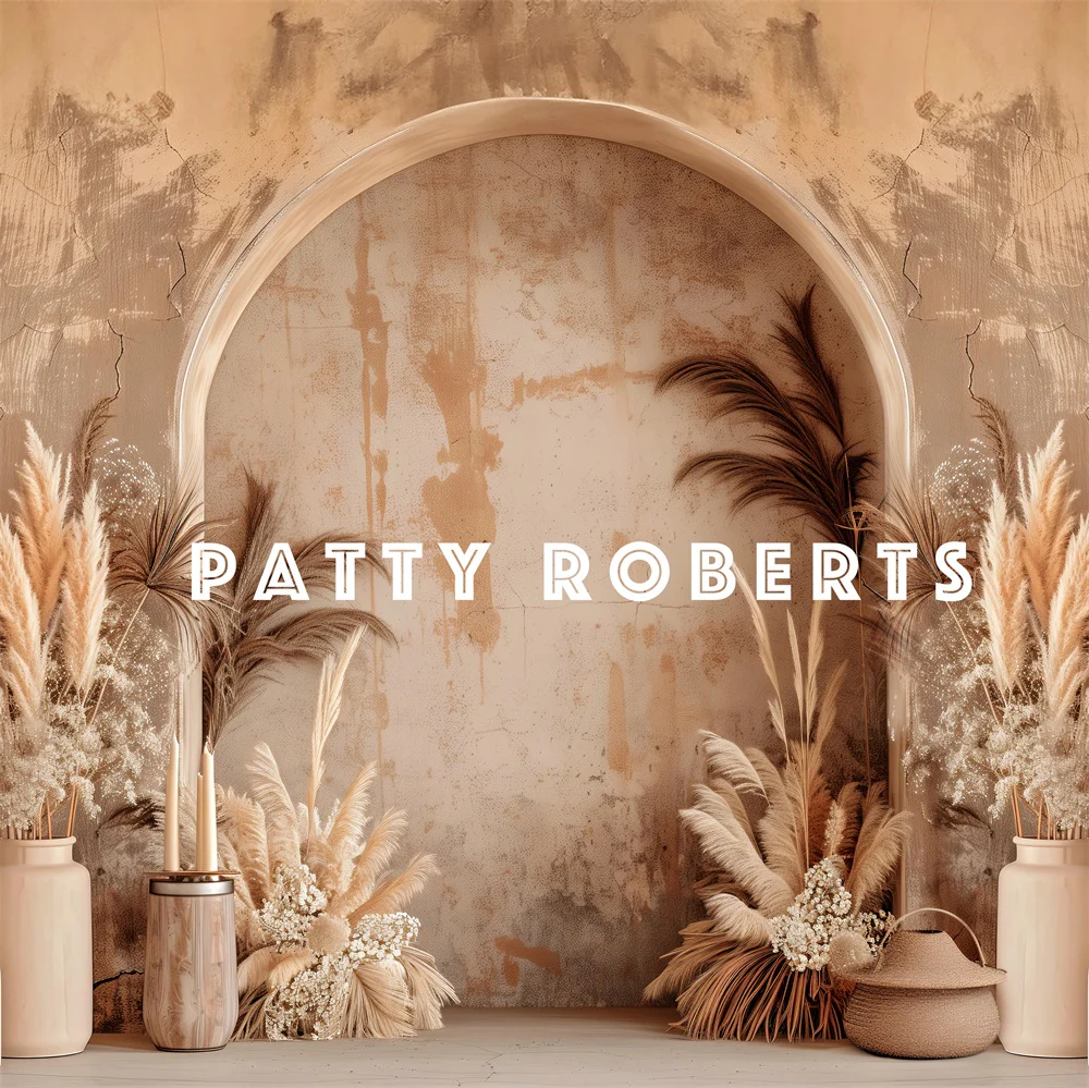 Kate Vintage Boho Dark Beige Arched Wall Backdrop Designed by Patty Robert - Image 3