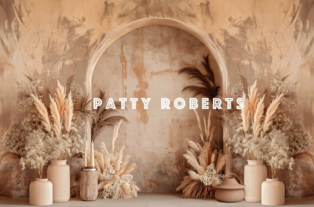 Kate Vintage Boho Dark Beige Arched Wall Backdrop Designed by Patty Robert - Image 5