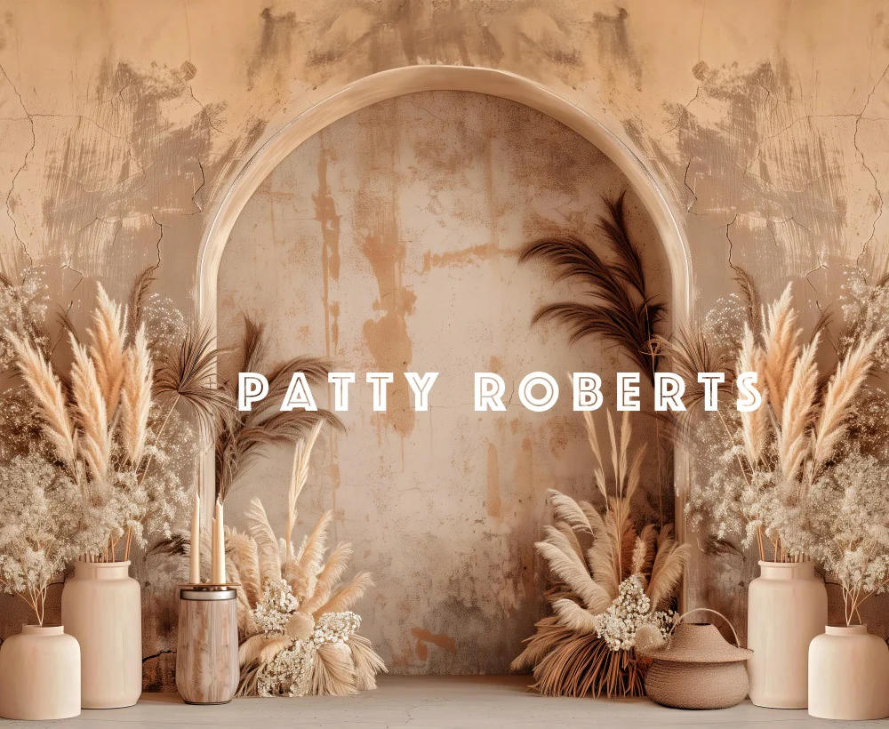 Kate Vintage Boho Dark Beige Arched Wall Backdrop Designed by Patty Robert - Image 6