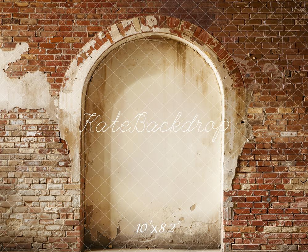 Kate Vintage Brick Wall Arch Fleece Backdrop Designed by Emetselch - Image 3