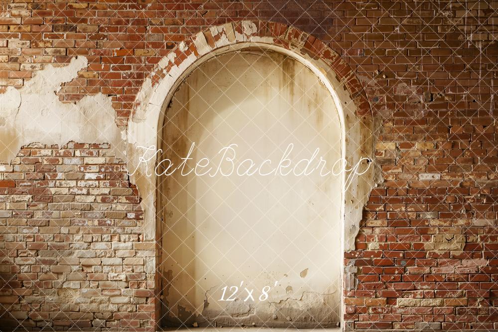 Kate Vintage Brick Wall Arch Fleece Backdrop Designed by Emetselch - Image 4
