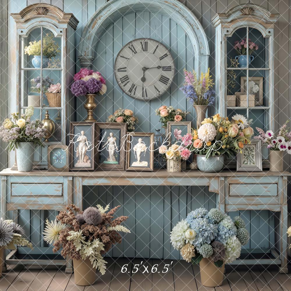 Kate Vintage Cabinet Clock Blue Backdrop Designed by Mini MakeBelieve - Image 2
