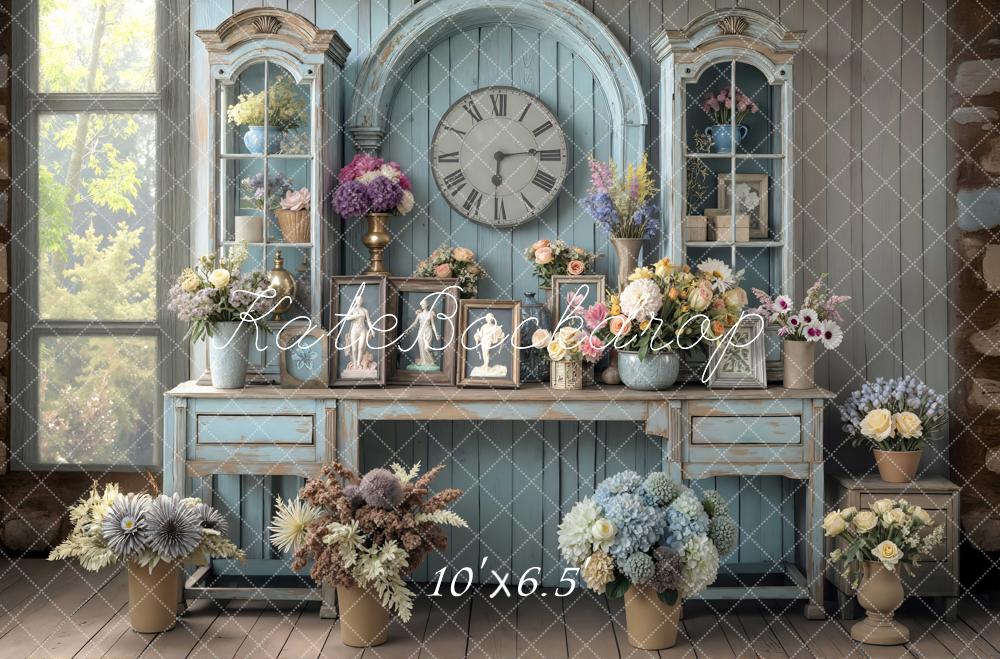 Kate Vintage Cabinet Clock Blue Backdrop Designed by Mini MakeBelieve - Image 4
