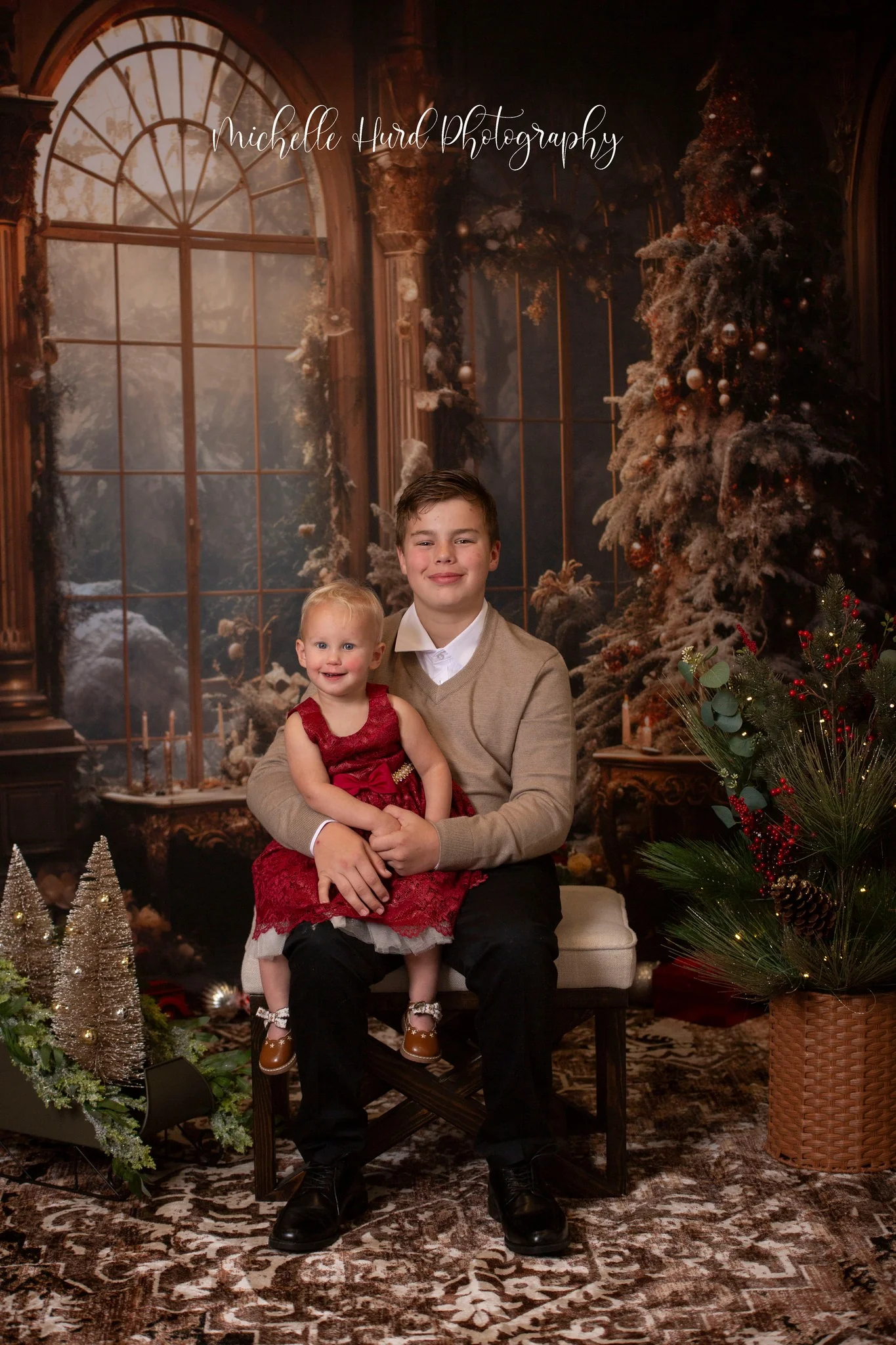 Kate Vintage Christmas Tree Window Backdrop for Photography - Image 3