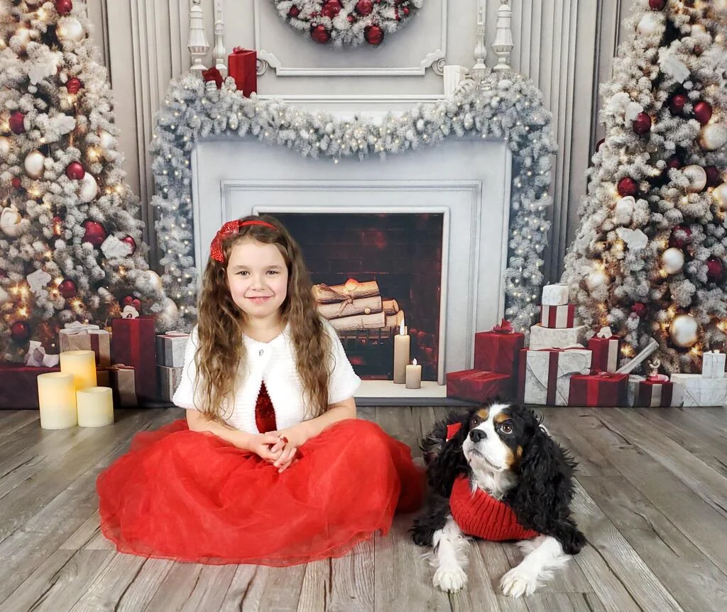 Kate Vintage Christmas Wreath Fireplace Backdrop for Photography - Image 3