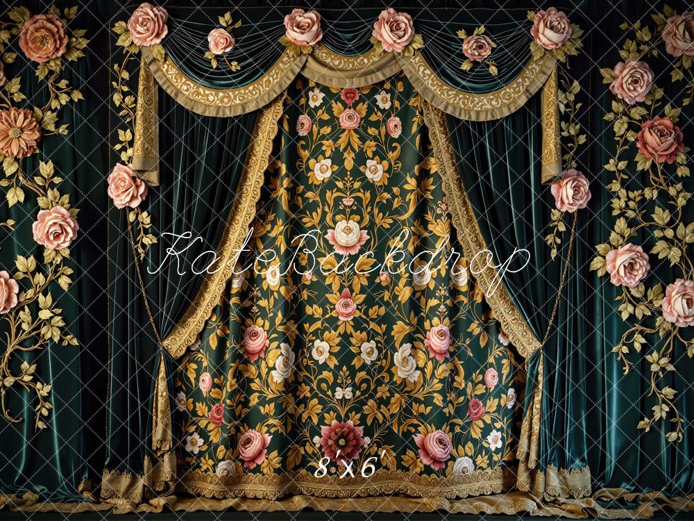 Kate Vintage Curtain Gold Floral Rose Backdrop Designed by Mini MakeBelieve - Image 3