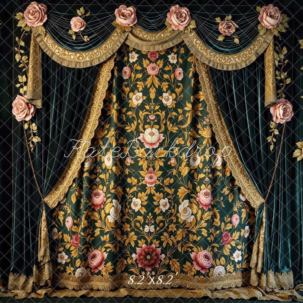 Kate Vintage Curtain Gold Floral Rose Backdrop Designed by Mini MakeBelieve - Image 5