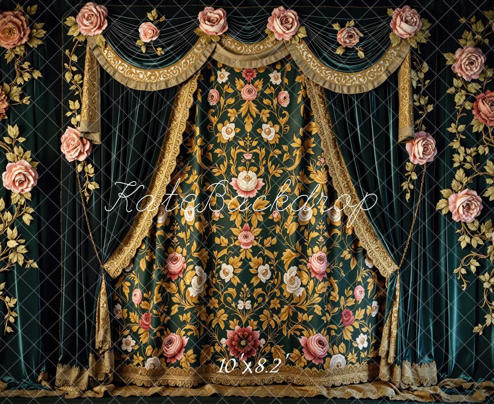 Kate Vintage Curtain Gold Floral Rose Backdrop Designed by Mini MakeBelieve - Image 6