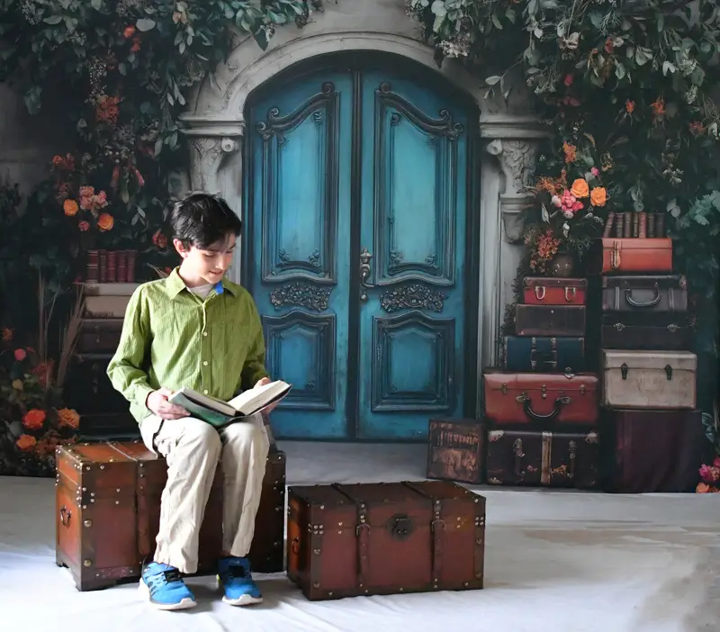 Kate Vintage Enchanted Garden Door Luggage Backdrop Designed by Patty Robert - Image 2