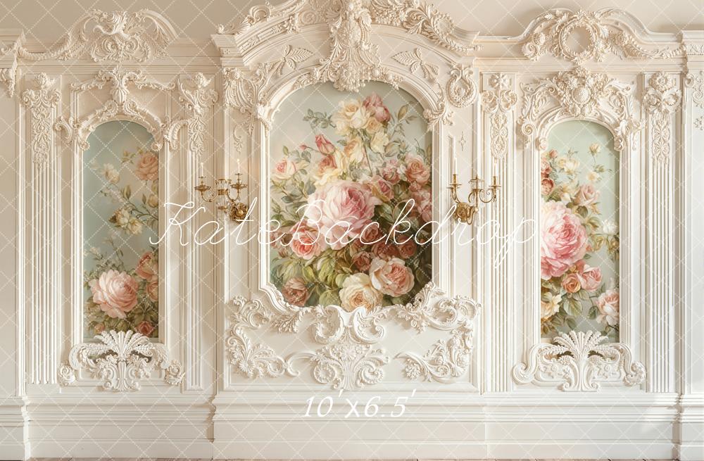 Kate Vintage Floral Panelled Wall Fleece Backdrop Designed by Emetselch - Image 2