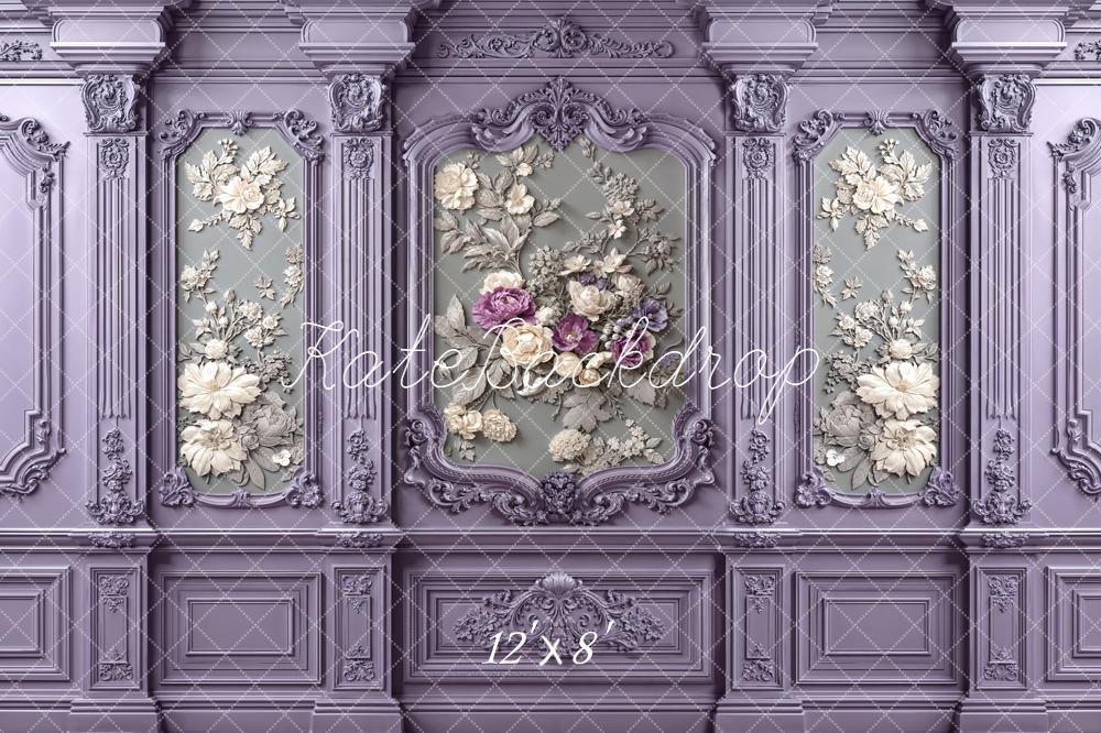 Kate Vintage Floral Relief Ornate Purple Wall Backdrop Designed by Emetselch - Image 8