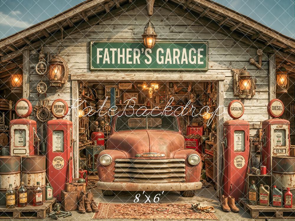Kate Vintage Garage Old Truck Petrol Pumps Backdrop Designed by Chain Photography - Image 3