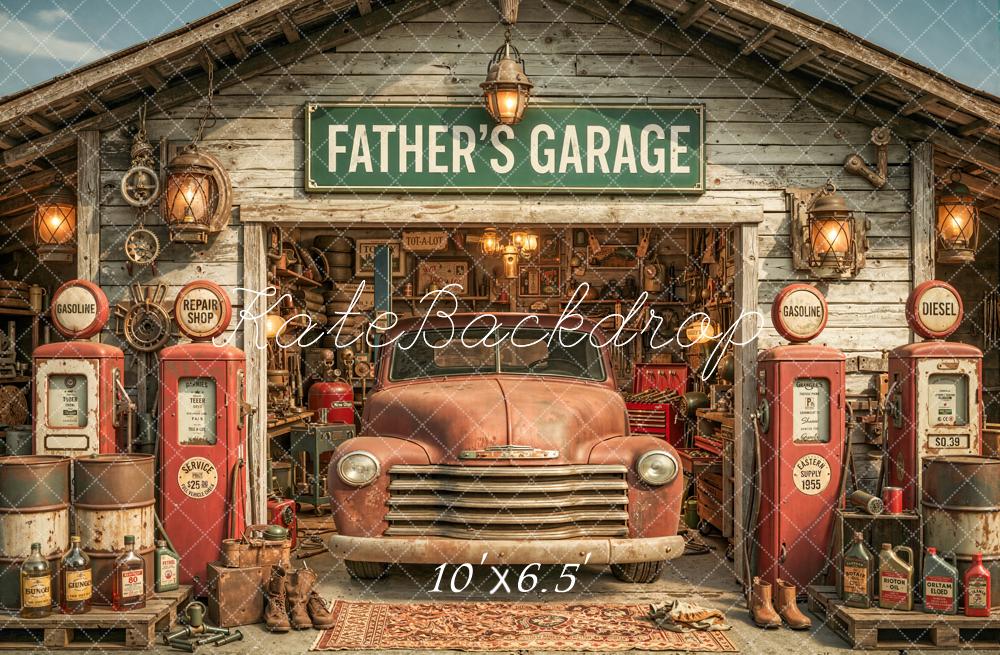 Kate Vintage Garage Old Truck Petrol Pumps Backdrop Designed by Chain Photography - Image 4