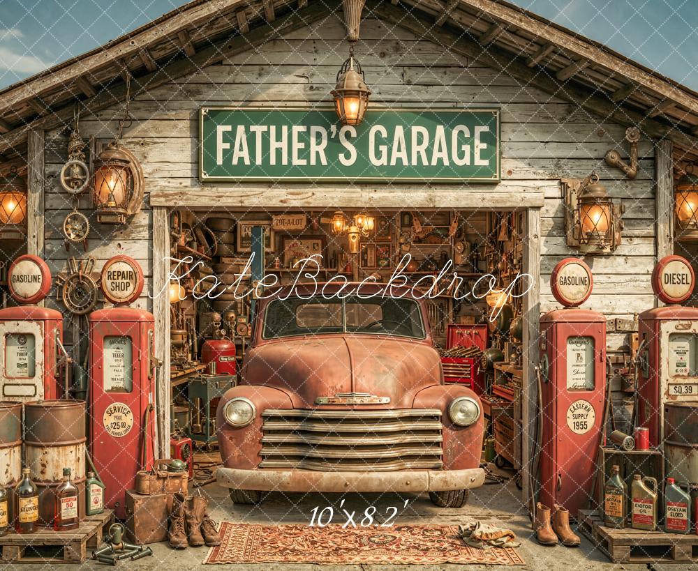 Kate Vintage Garage Old Truck Petrol Pumps Backdrop Designed by Chain Photography - Image 6