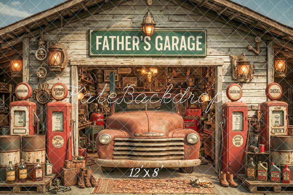 Kate Vintage Garage Old Truck Petrol Pumps Backdrop Designed by Chain Photography - Image 8