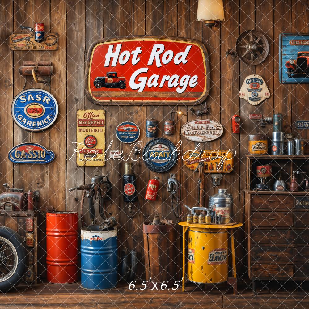Kate Vintage Garage Wooden Wall Backdrop Designed by Emetselch - Image 2