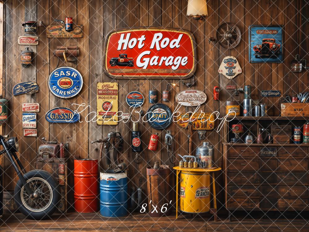 Kate Vintage Garage Wooden Wall Backdrop Designed by Emetselch - Image 3
