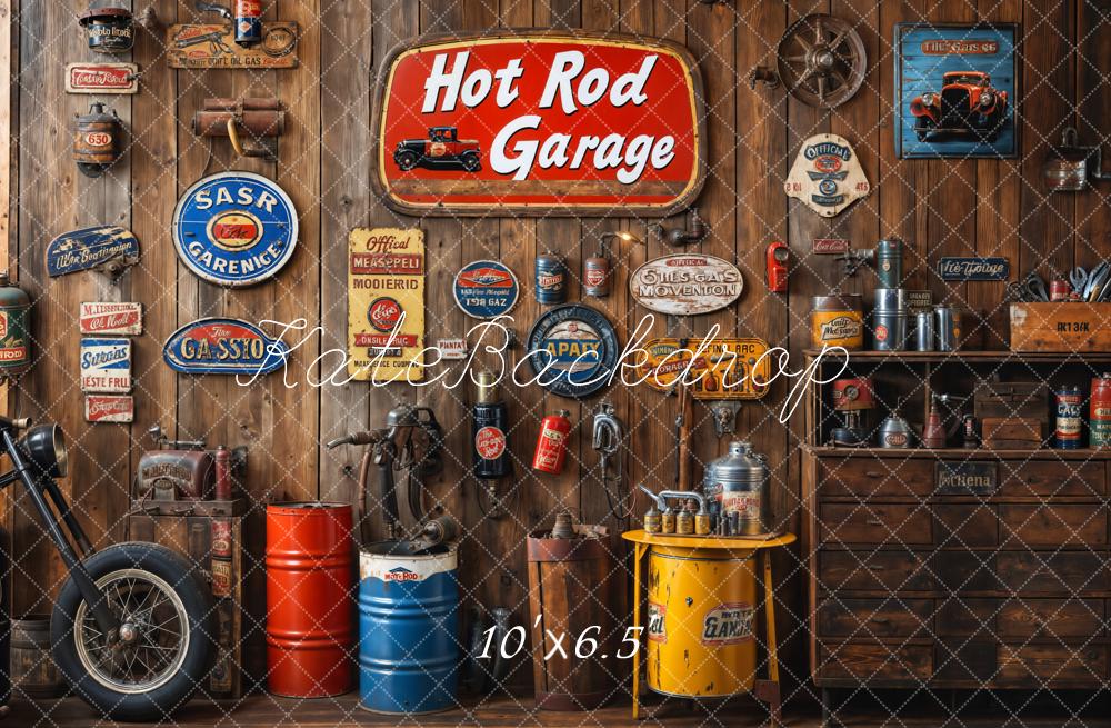 Kate Vintage Garage Wooden Wall Backdrop Designed by Emetselch - Image 4