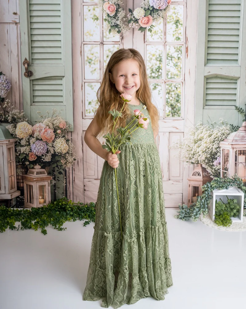 Kate Spring Vintage Garden Door Lantern Floral Backdrop Designed by Emetselch - Image 3