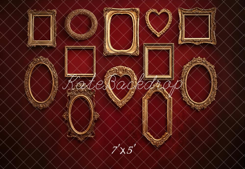 Kate Vintage Gold Frames Red Wall Backdrop Designed by Emstselch