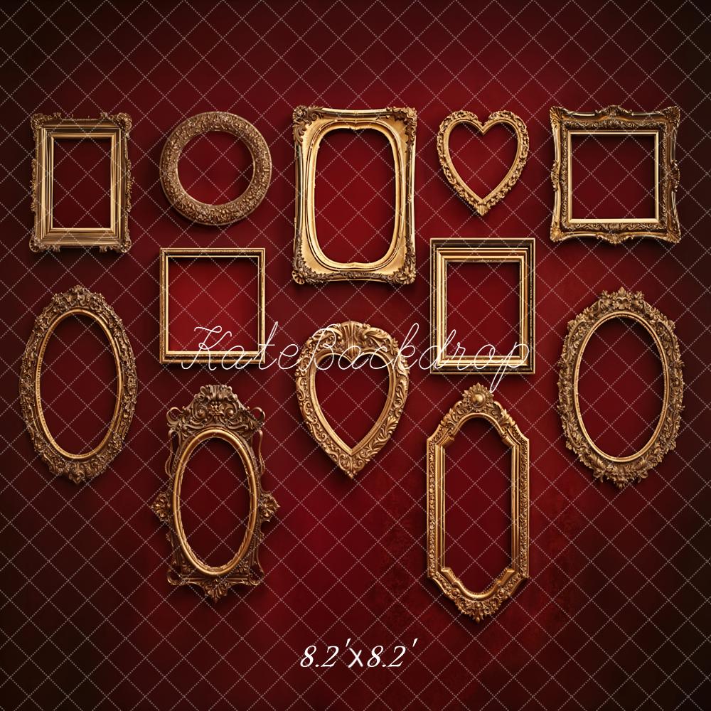 Kate Vintage Gold Frames Red Wall Backdrop Designed by Emstselch - Image 5