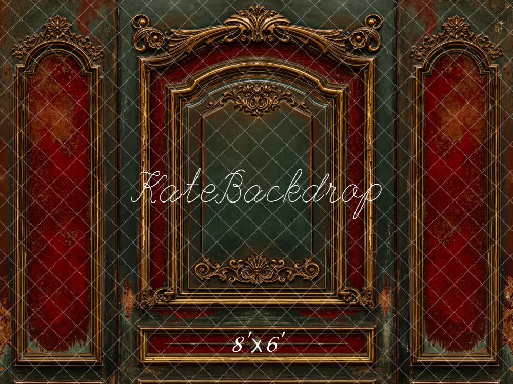 Kate Vintage Ornate Wall Red Green Backdrop Designed by Emetselch - Image 3
