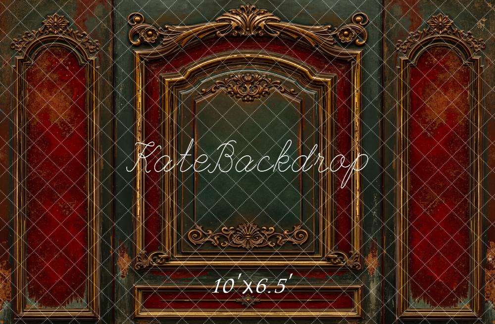 Kate Vintage Ornate Wall Red Green Backdrop Designed by Emetselch - Image 4