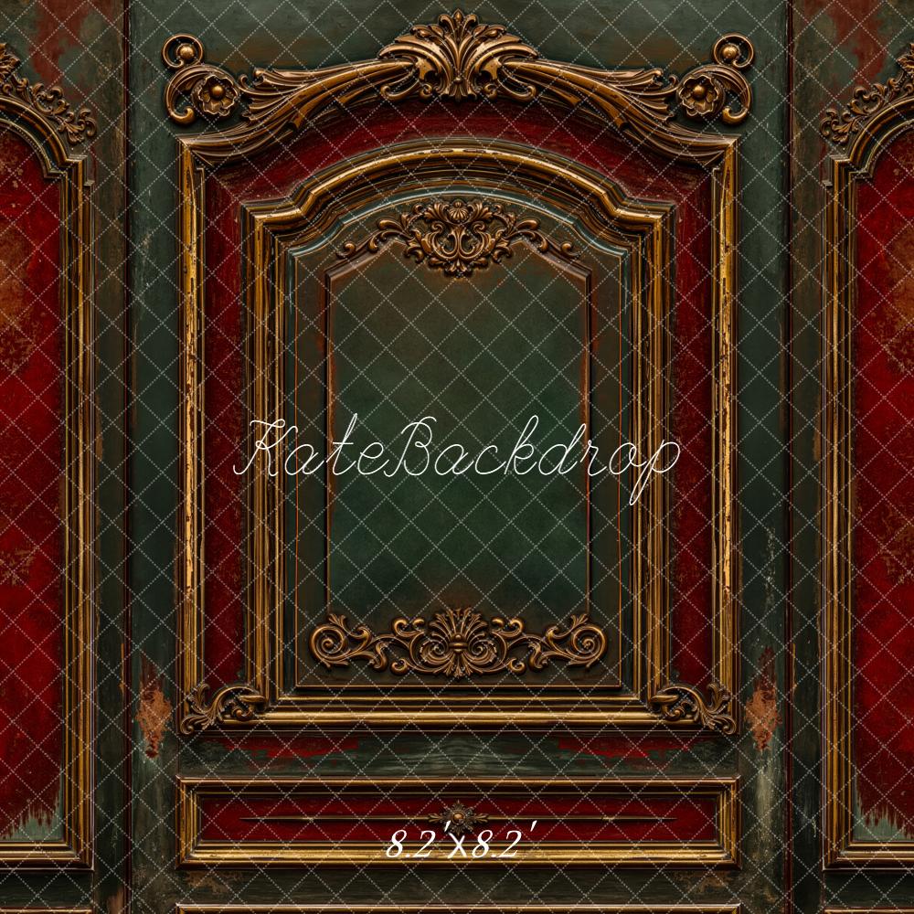 Kate Vintage Ornate Wall Red Green Backdrop Designed by Emetselch - Image 5