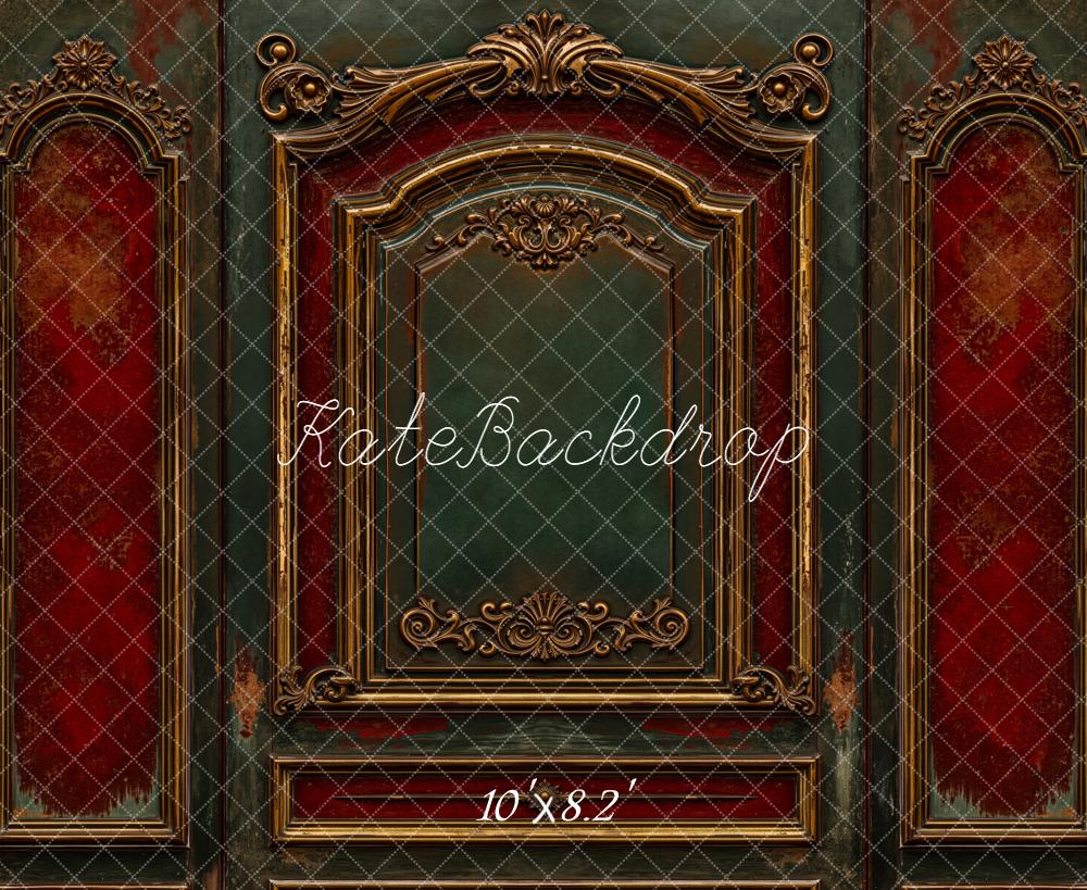 Kate Vintage Ornate Wall Red Green Backdrop Designed by Emetselch - Image 6