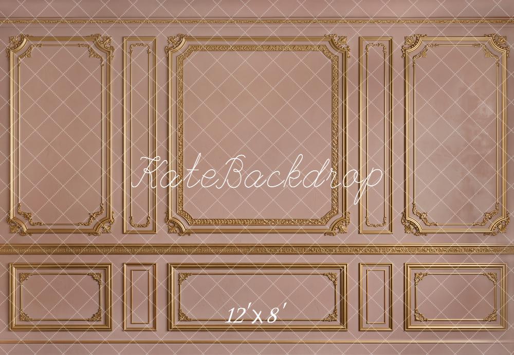 Kate Vintage Panel Gold Trim Fleece Backdrop Designed by Emetselch - Image 4