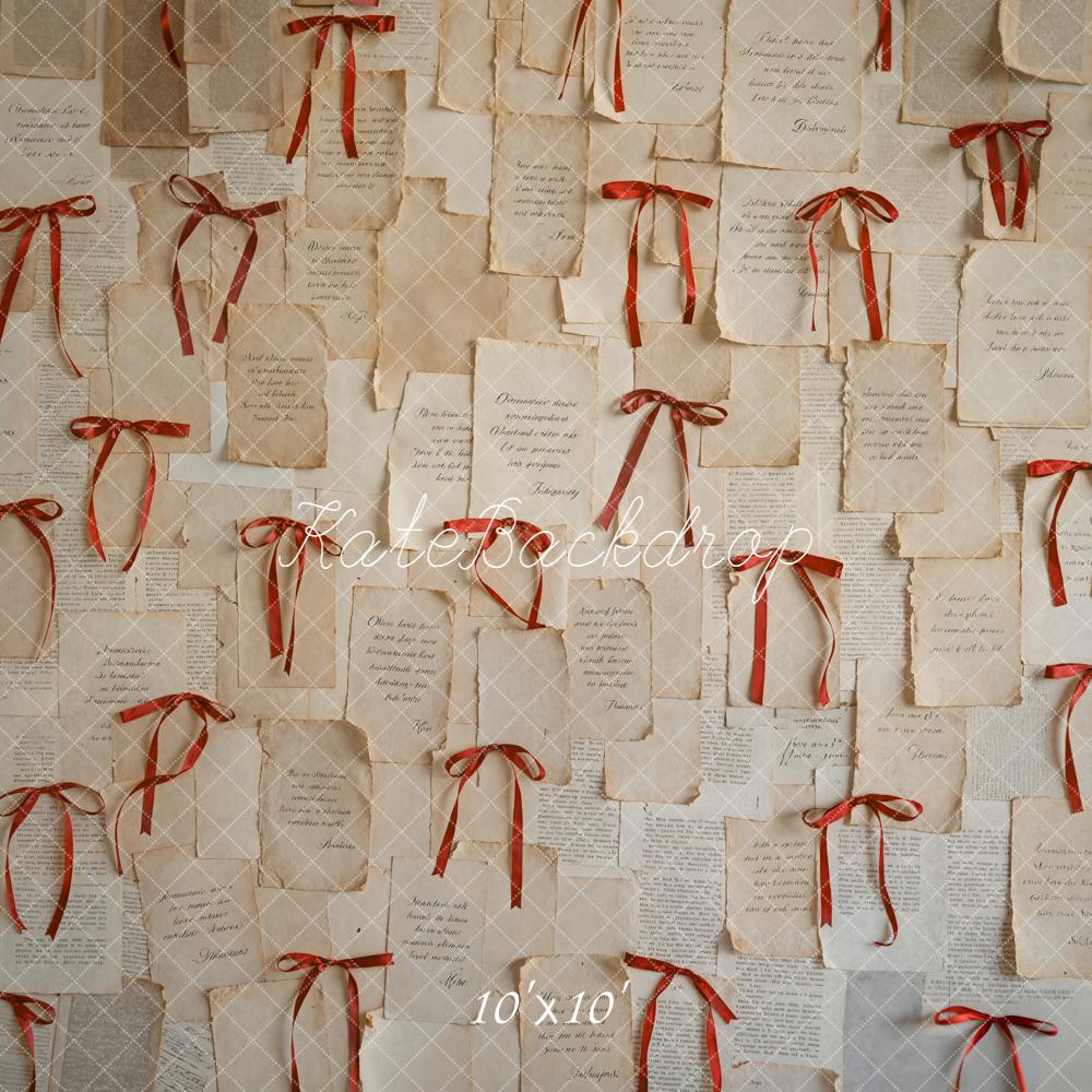 Kate Vintage Paper Red Bows Backdrop Designed by Emetselch - Image 7