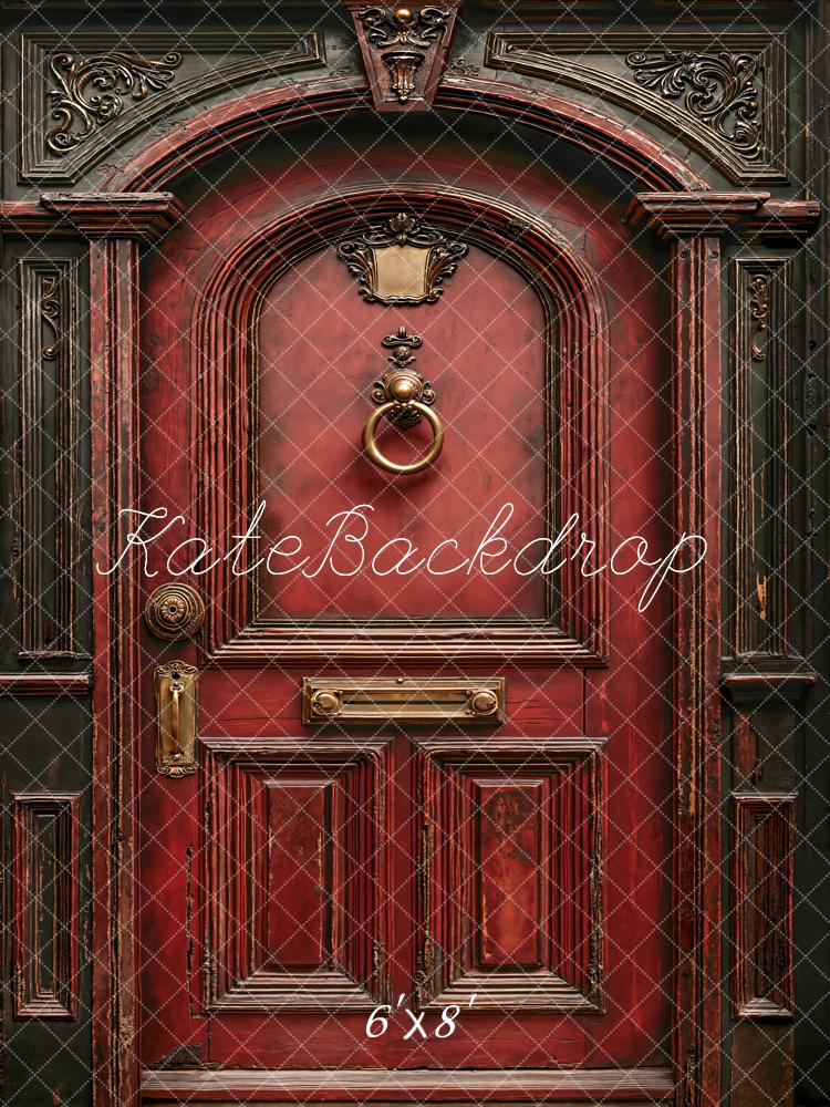 Kate Vintage Red Ornate Door Backdrop Designed by Chain Photography - Image 2