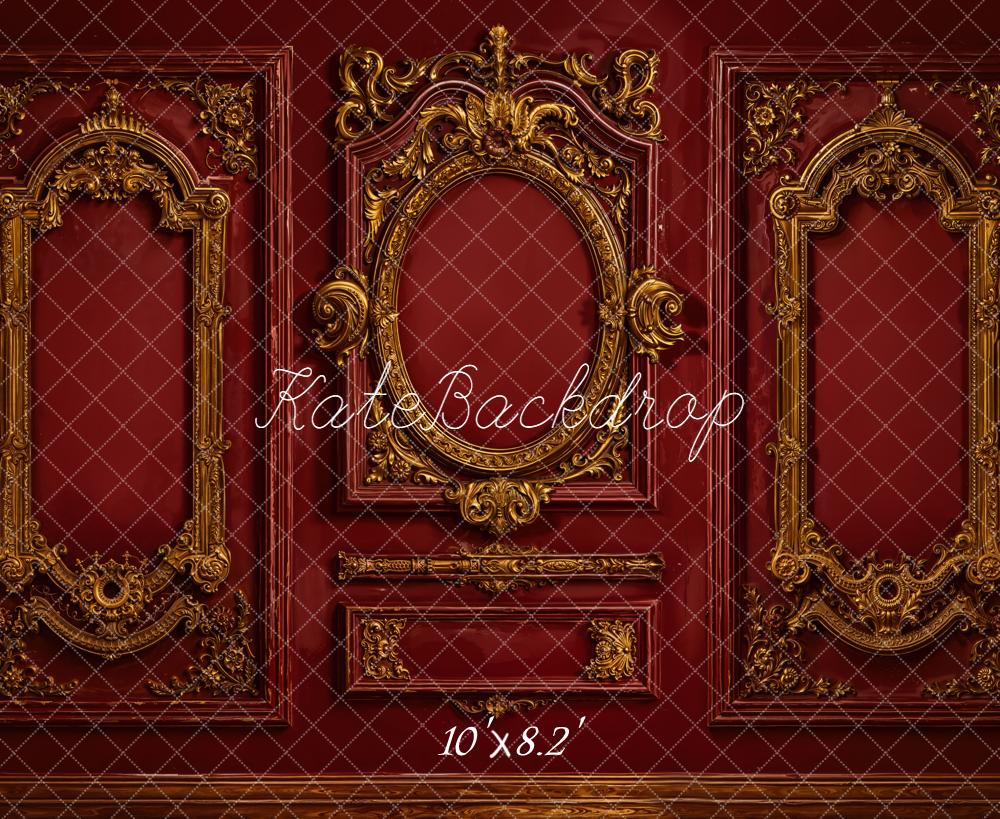 Kate Vintage Red Ornate Wall Fleece Backdrop Designed by Emetselch - Image 3