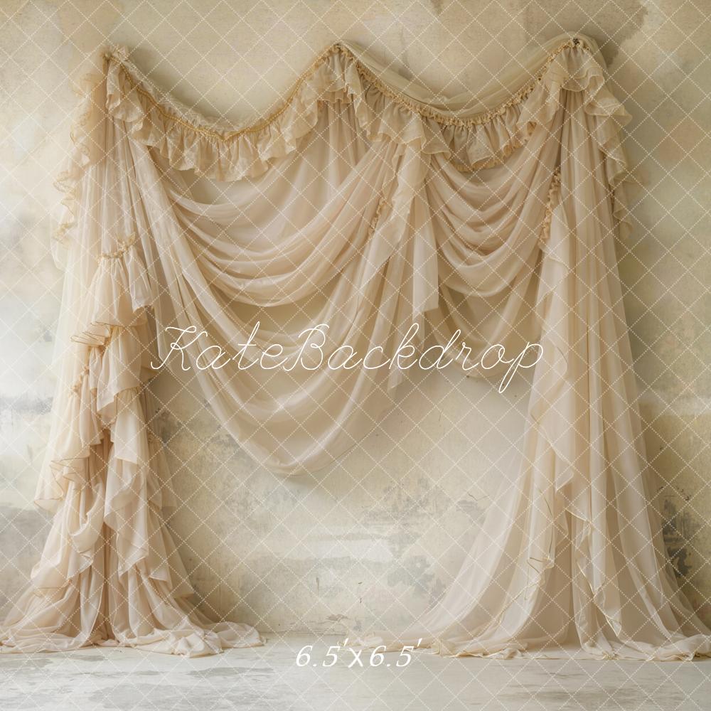 Kate Vintage Ruffled Ivory Drapes Backdrop Designed by Emetselch - Image 2
