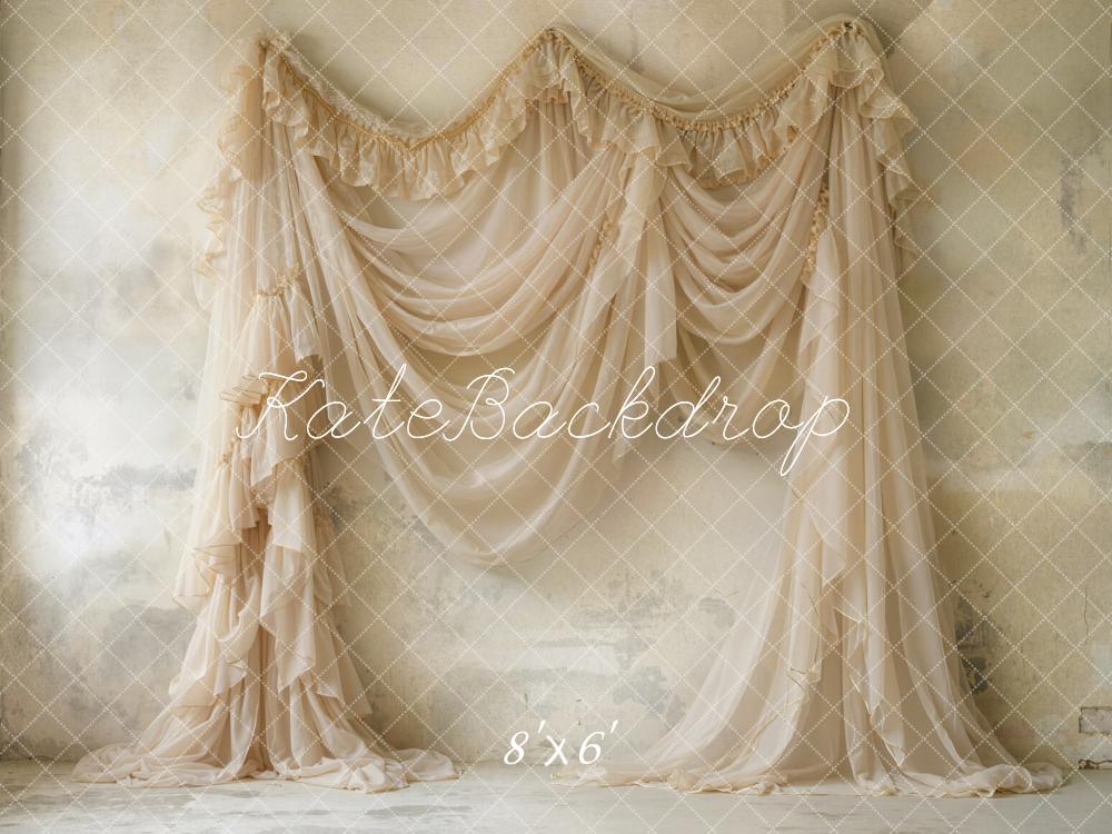 Kate Vintage Ruffled Ivory Drapes Backdrop Designed by Emetselch - Image 3