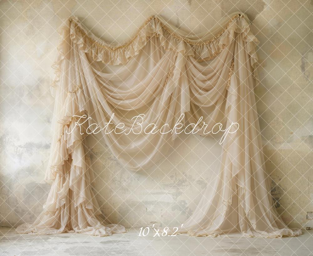 Kate Vintage Ruffled Ivory Drapes Backdrop Designed by Emetselch - Image 6