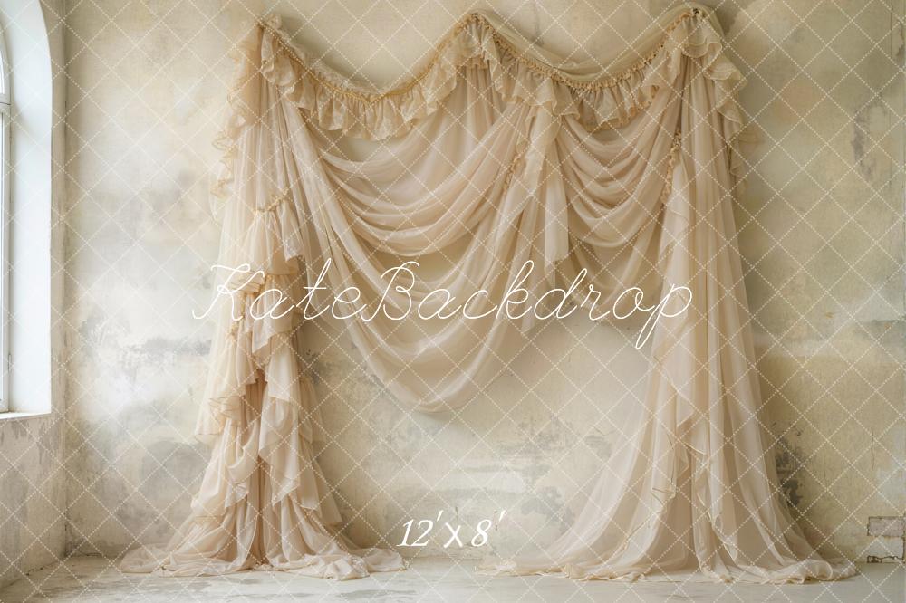 Kate Vintage Ruffled Ivory Drapes Backdrop Designed by Emetselch - Image 8
