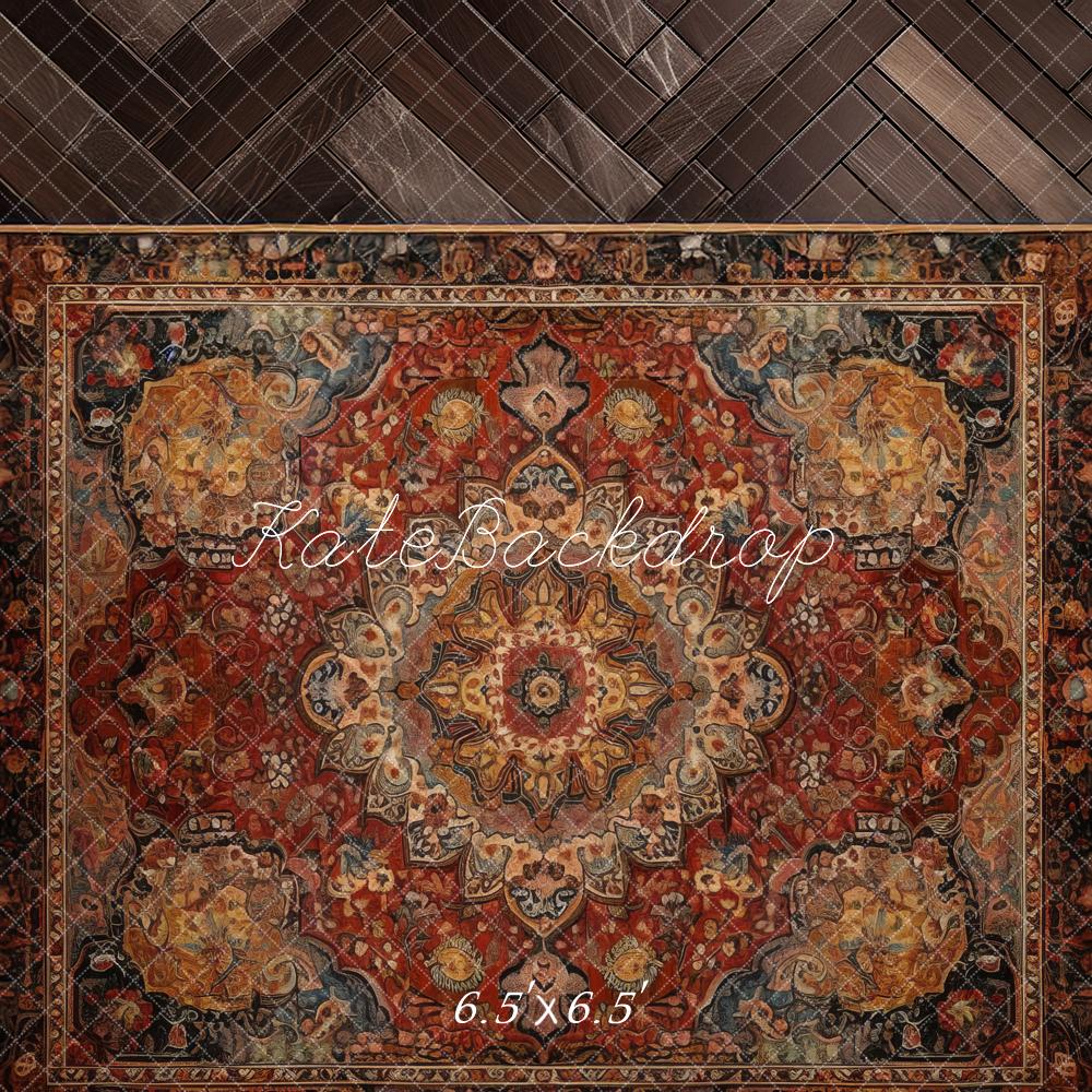 Kate Vintage Rug Herringbone Floor Backdrop Designed by Mandy Ringe Photography - Image 2