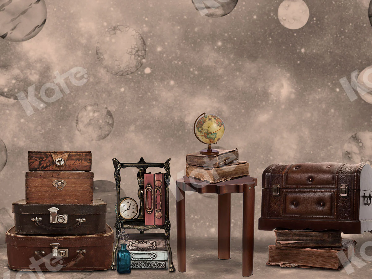 Kate Vintage Suitcase and Book Travel with me Back to School Backdrop for Children Designed By Ava Lee - Image 2