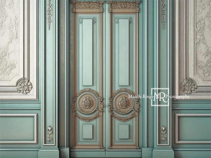 Kate Vintage Teal Wall Backdrop Designed by Mandy Ringe Photography - Image 4